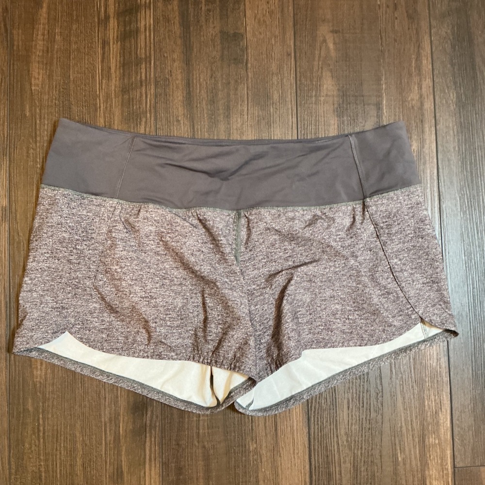 Lululemon Speed Up Running Shorts Grey Heathered Zipper Pocket Size 10 Athletic